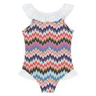 Younger Girls Multi-Coloured Zigzag Swimsuit, 1, hi-res
