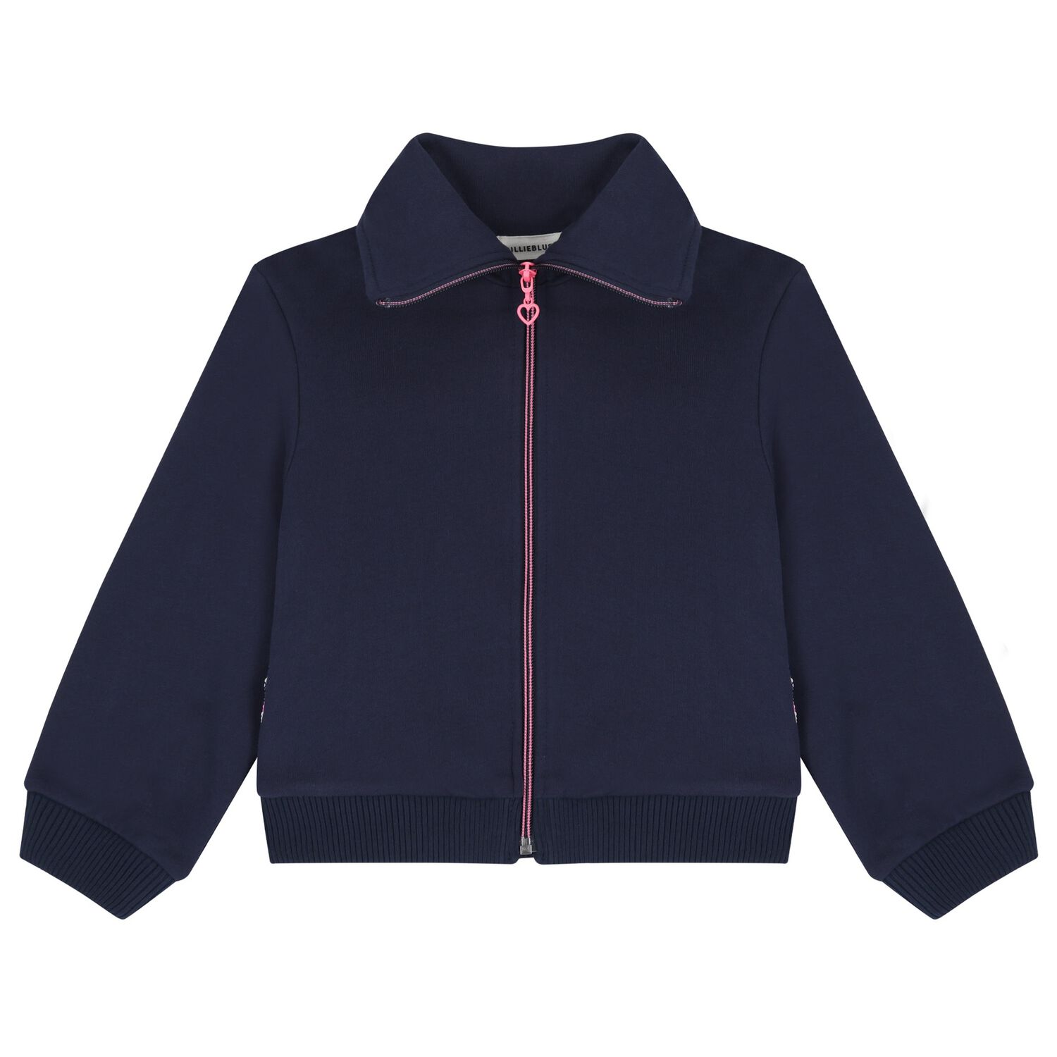 Girls Navy Blue Sequin Zip-Up Top, 1, hi-res image number null