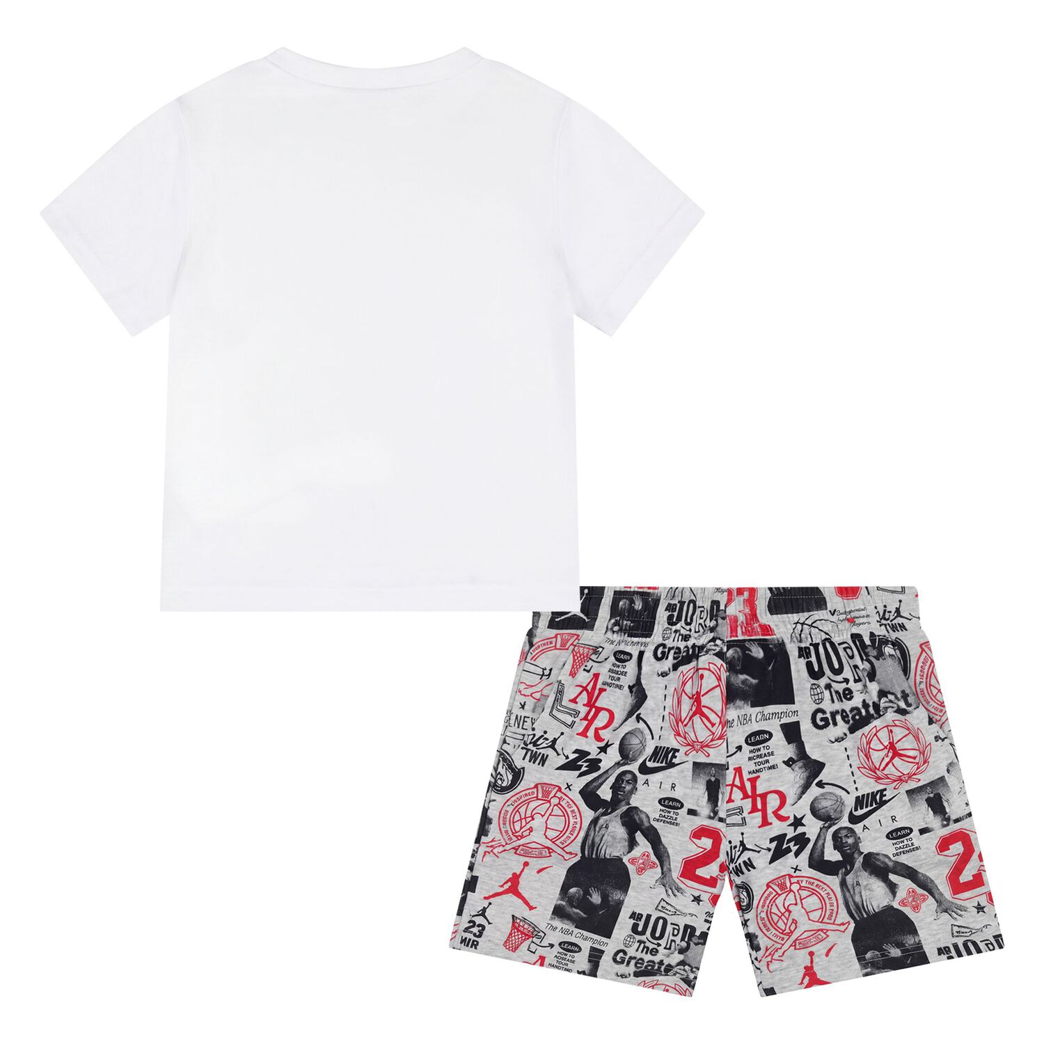 Younger Boys White & Grey Jordan Logo Shorts Set, 1, hi-res