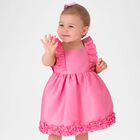 Baby Girls Pink Ruffled Satin Dress, 1, hi-res
