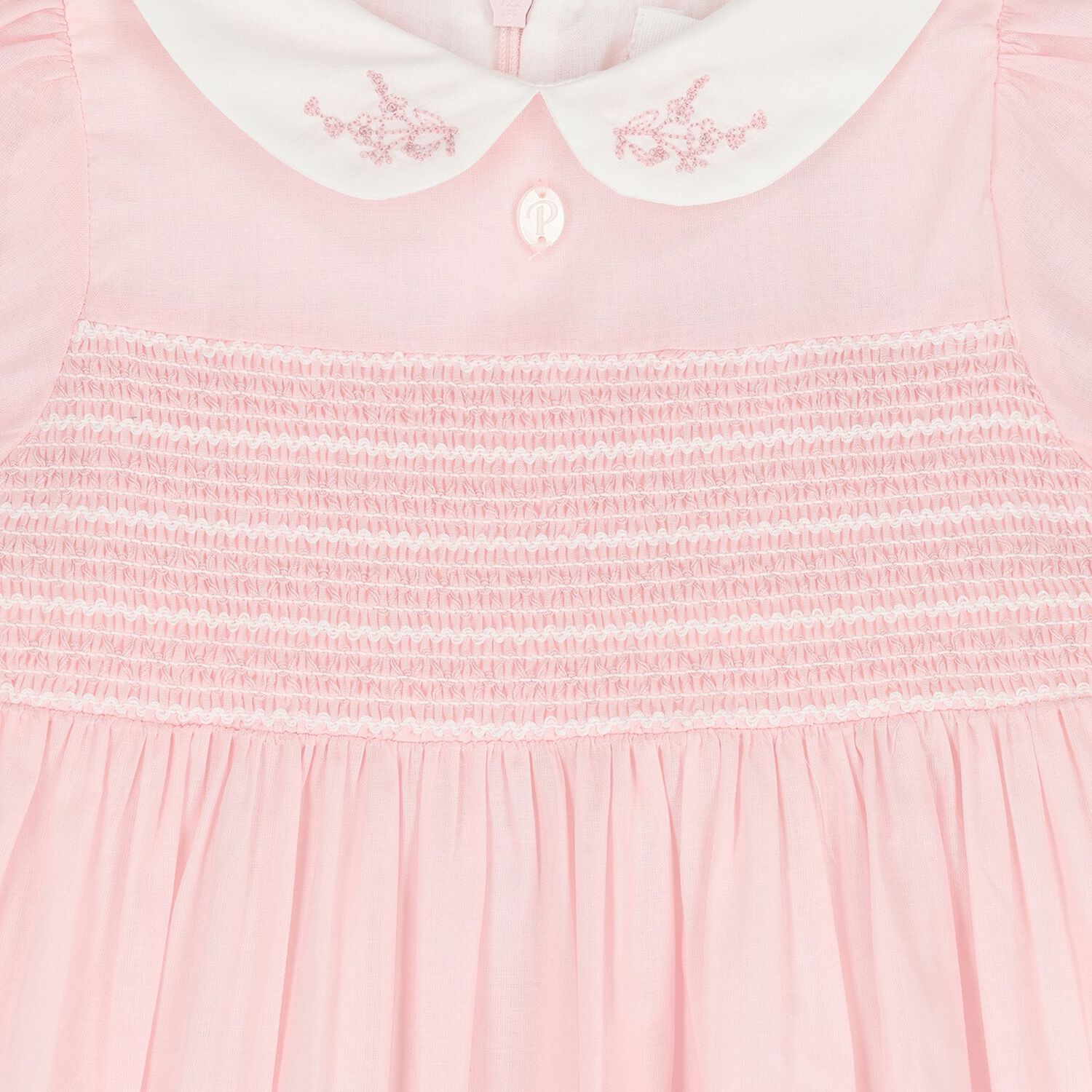 Baby Girls Pink Smocked Dress, 1, hi-res