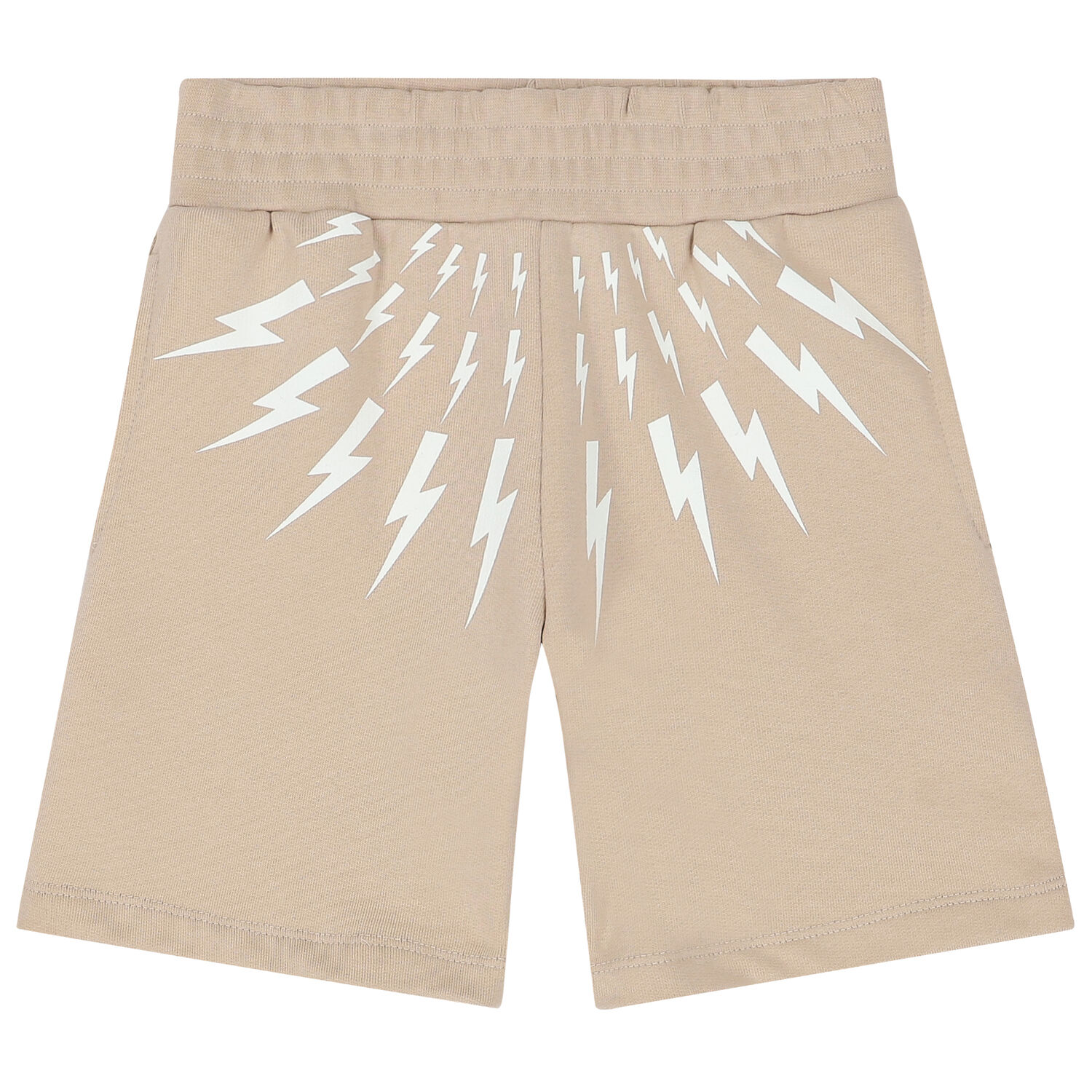 Boys Beige Thunderbolt Logo Shorts, 1, hi-res image number null