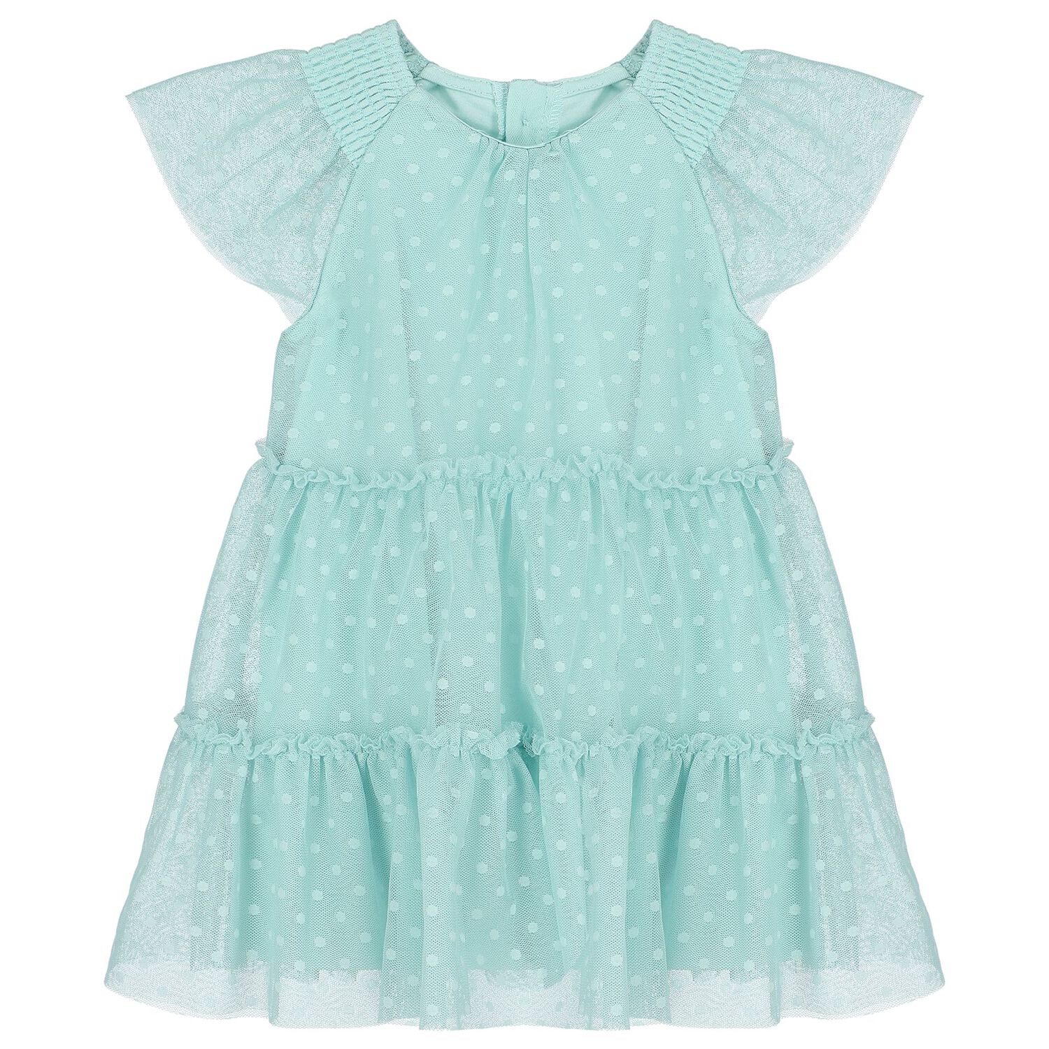 طقم بنات فستان تول باللون الأخضر, 2, hi-res