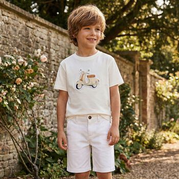 Boys Ivory Motorbike T-Shirt