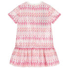 Girls White & Pink Zig Zag Embellished Sequin Dress, 1, hi-res