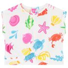 Younger Girls White & Pink Shorts Set, 1, hi-res