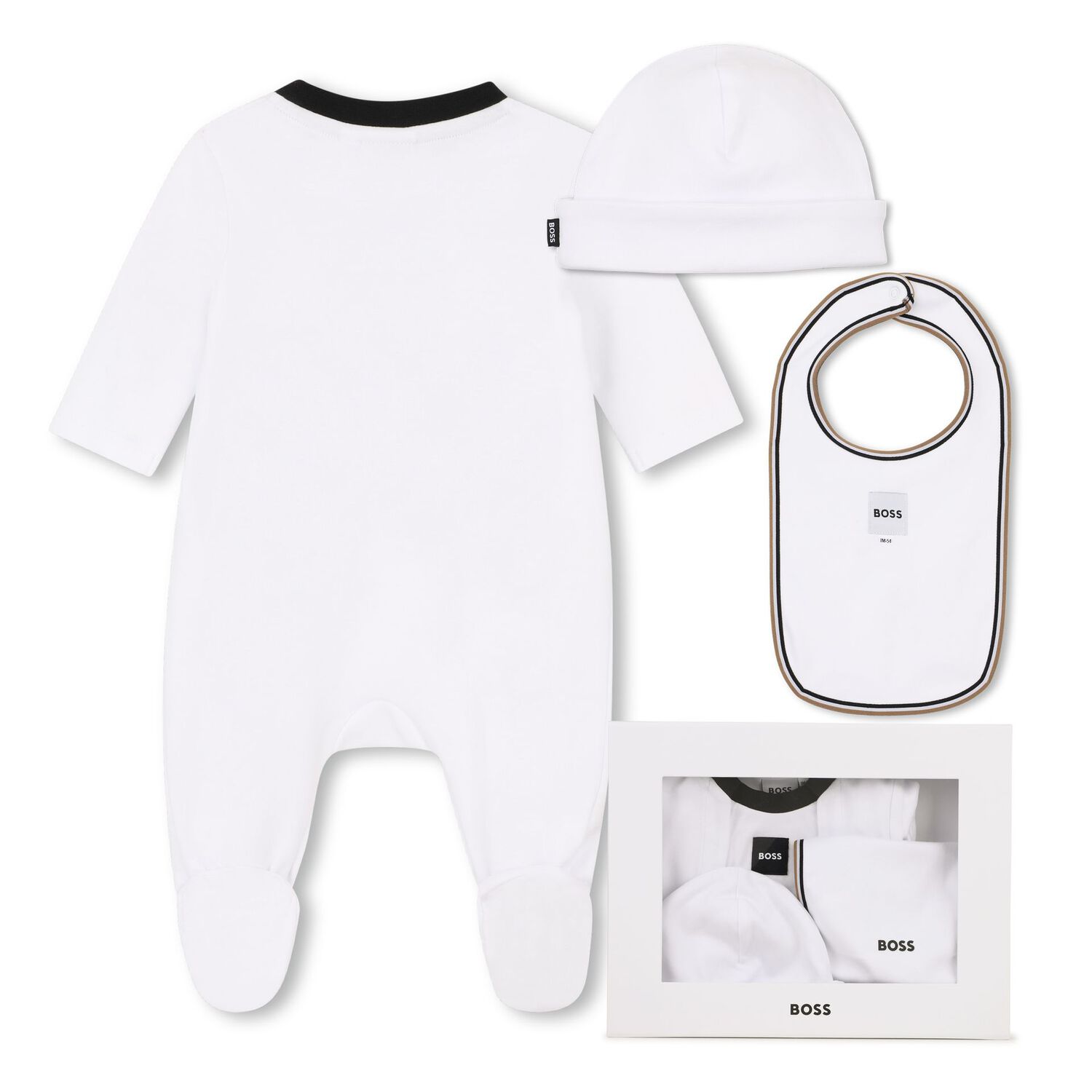 Baby Boys White Logo Babygrow Gift Set, 2, hi-res