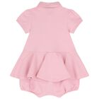 Baby Girls Pink Logo Polo Romper, 3, hi-res
