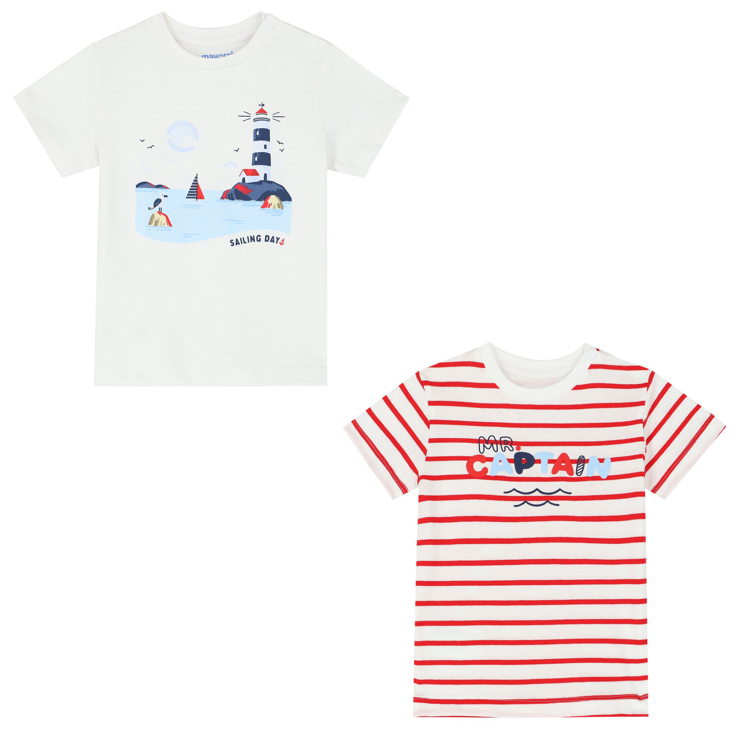 تيشيرت أولاد باللون الأبيض والأحمر (قطعتين), 1, hi-res image number null