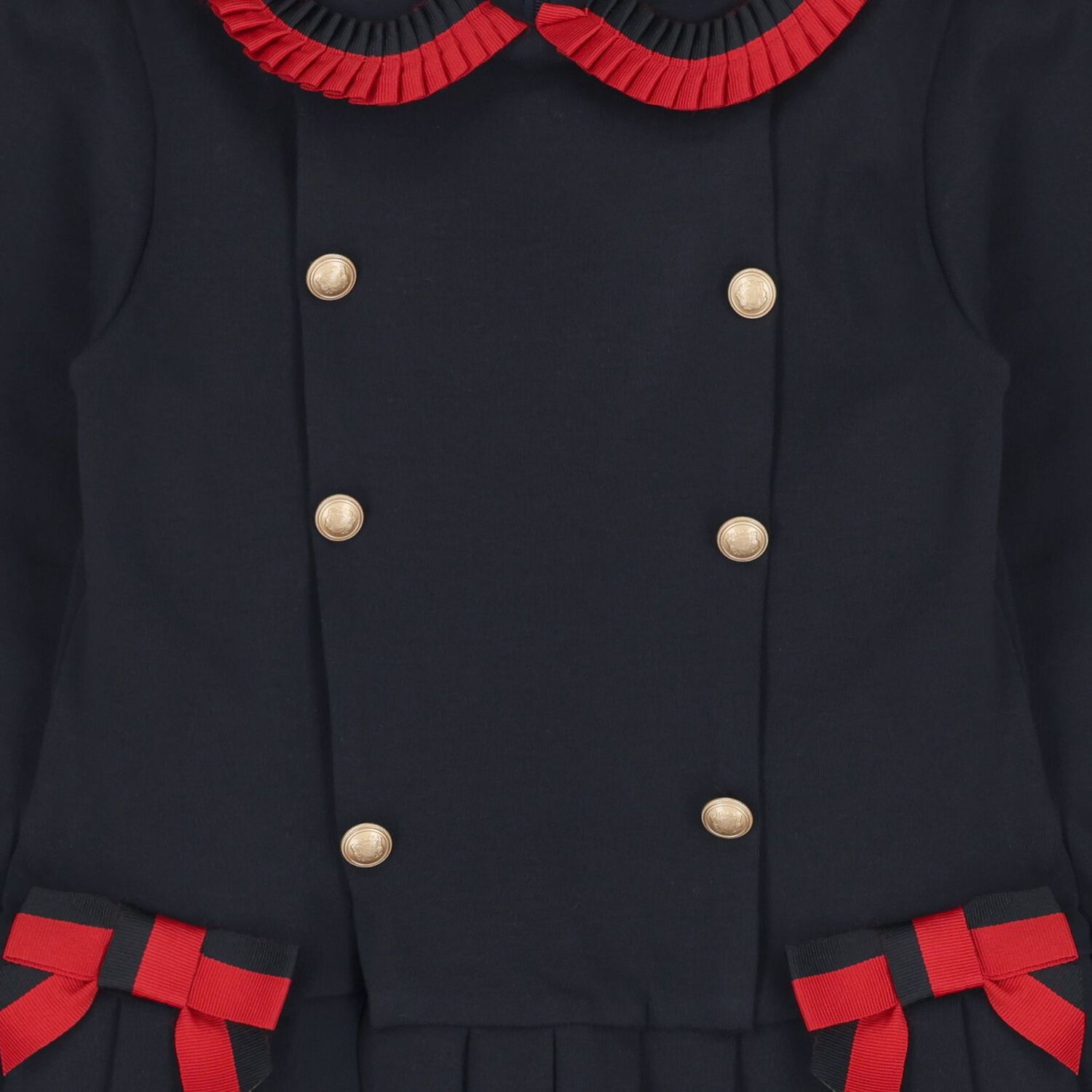Girls Navy Blue Ribbon Dress, 1, hi-res