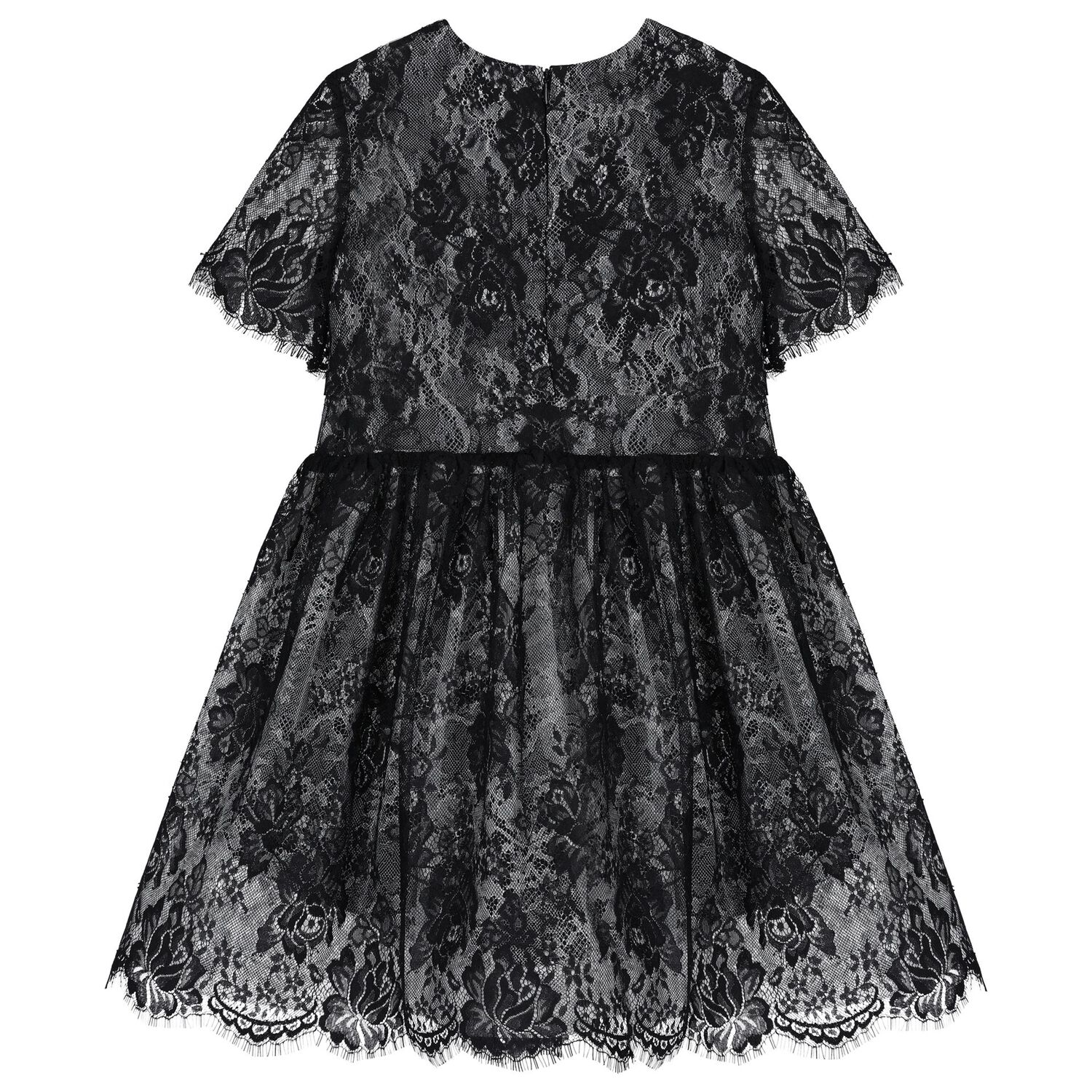 Girls Black Floral Lace Dress, 1, hi-res image number null