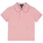 Girls Pink Logo Polo Shirt, 1, hi-res