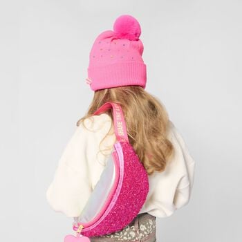 Girls Pink & Silver Sequin Belt Bag ( 25cm ) 