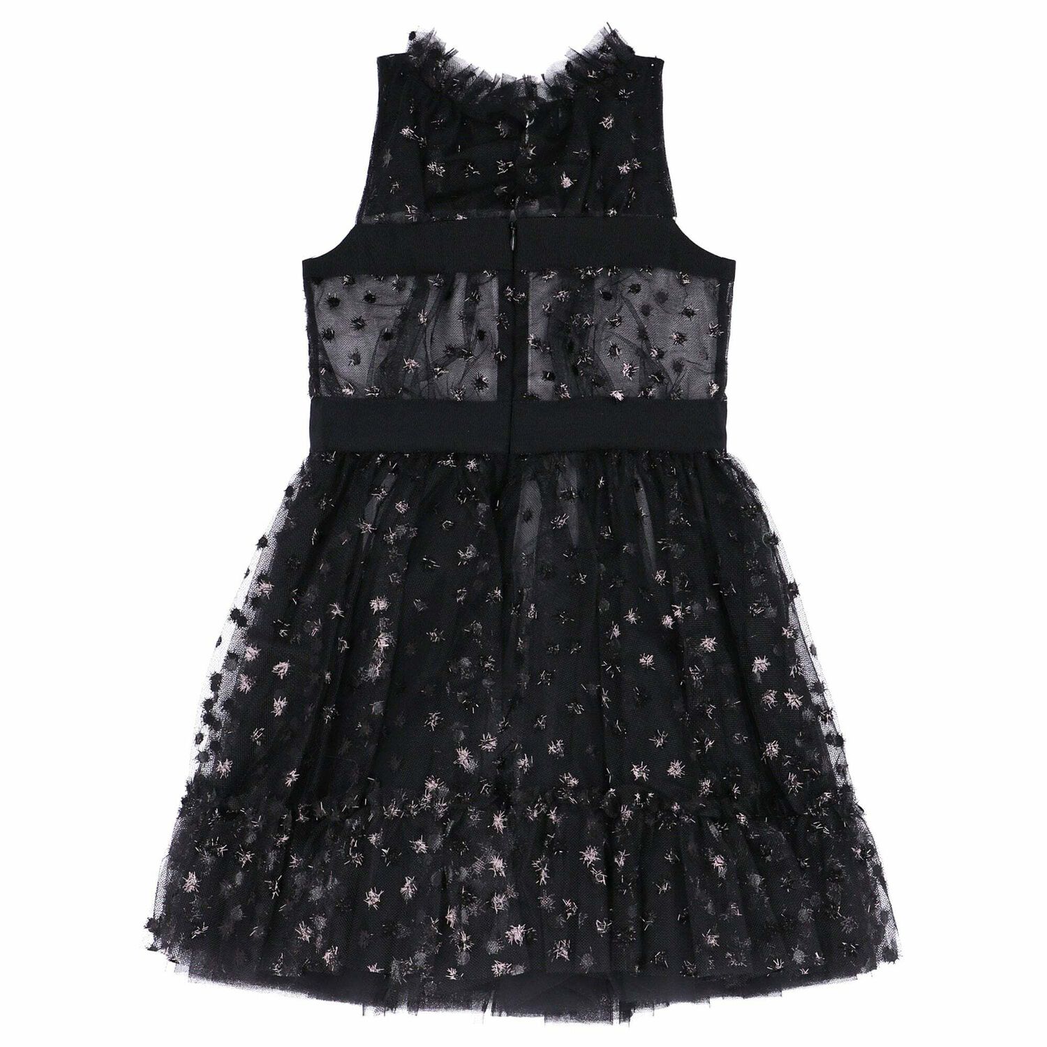 Girls Black Embellished Dress, 1, hi-res