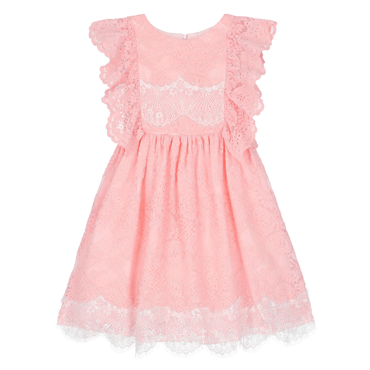 Girls Pink Lace Dress, 1, hi-res