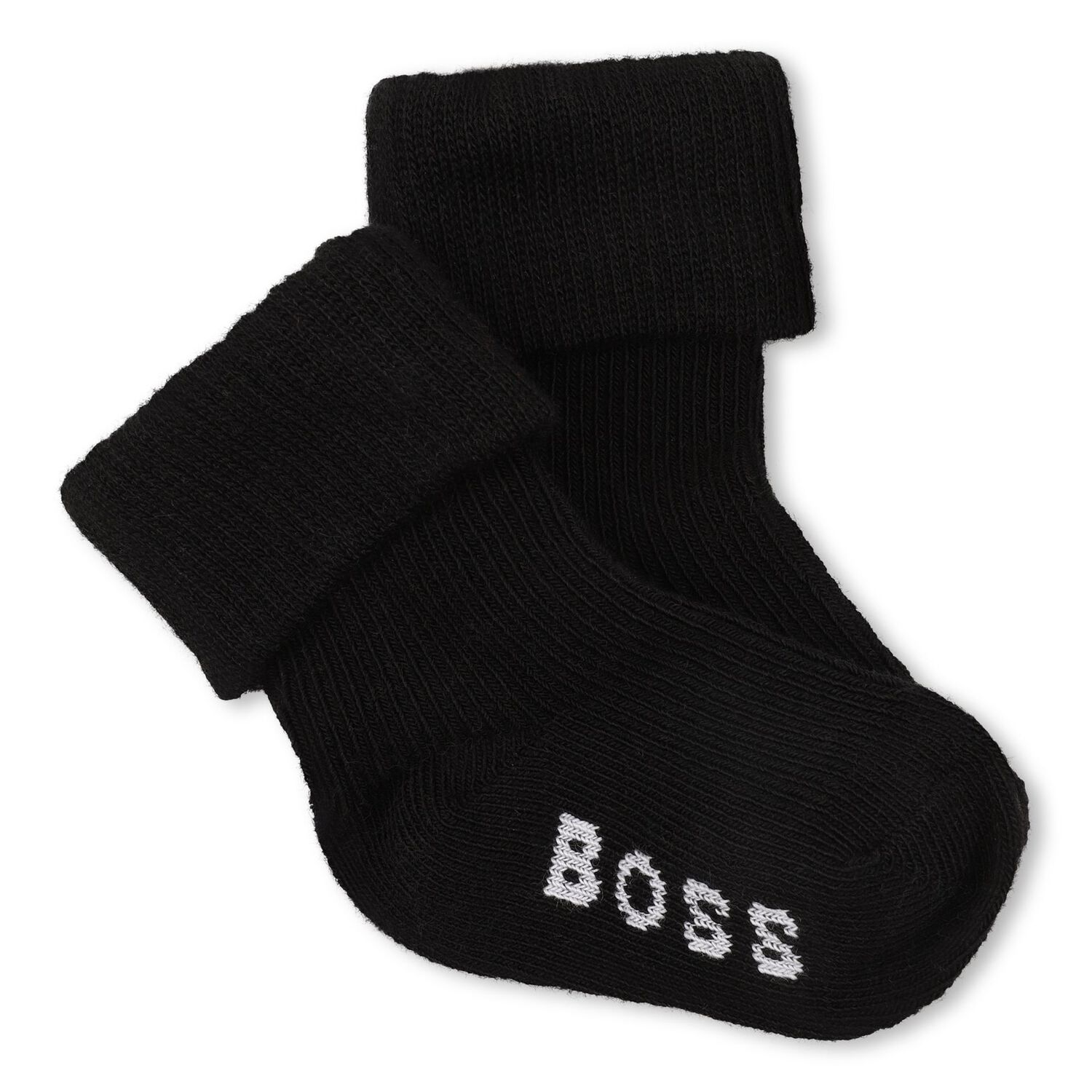 Baby Boys Beige & Black Logo Socks ( 3-Pack ) , 1, hi-res