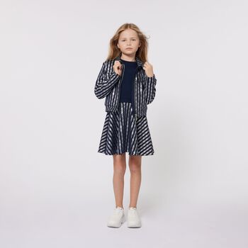 Girls Navy Blue Logo Dress