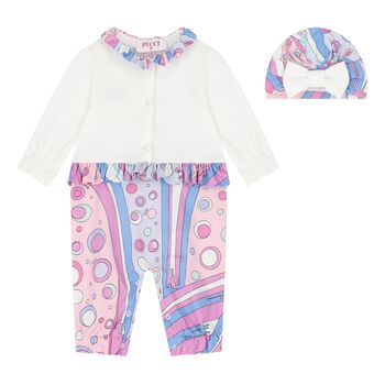 Girls White & Pink Fontane Babygrow Gift Set