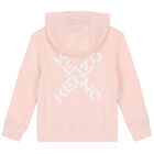 سترة رياضية بالشعار بسحاب باللون الوردى للبنات, 1, hi-res