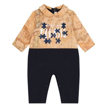 Alviero Martini رومبير بطبعة خريطة باللون البيج و الكحلي, 1 رومبير بطبعة خريطة باللون البيج و الكحلي