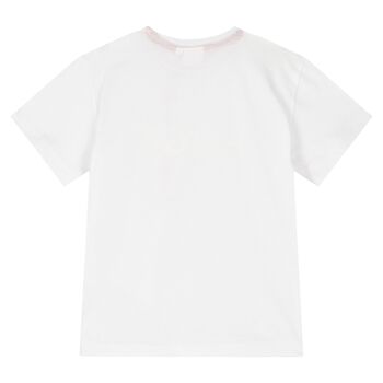 Boys White Cotton Logo T-Shirt