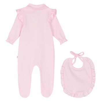 Baby Girls Pink Bow Babygrow Set