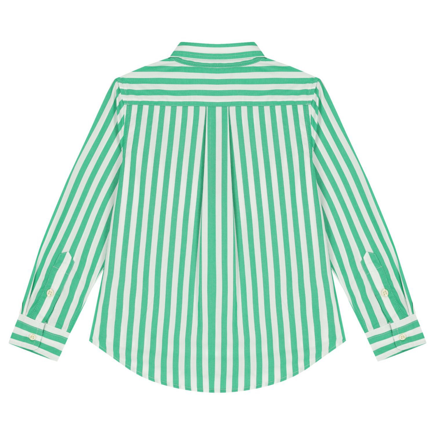 Boys Green & White Striped Logo Shirt, 1, hi-res