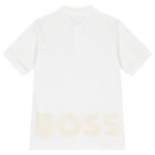 Boys White Logo Polo Shirt, 2, hi-res