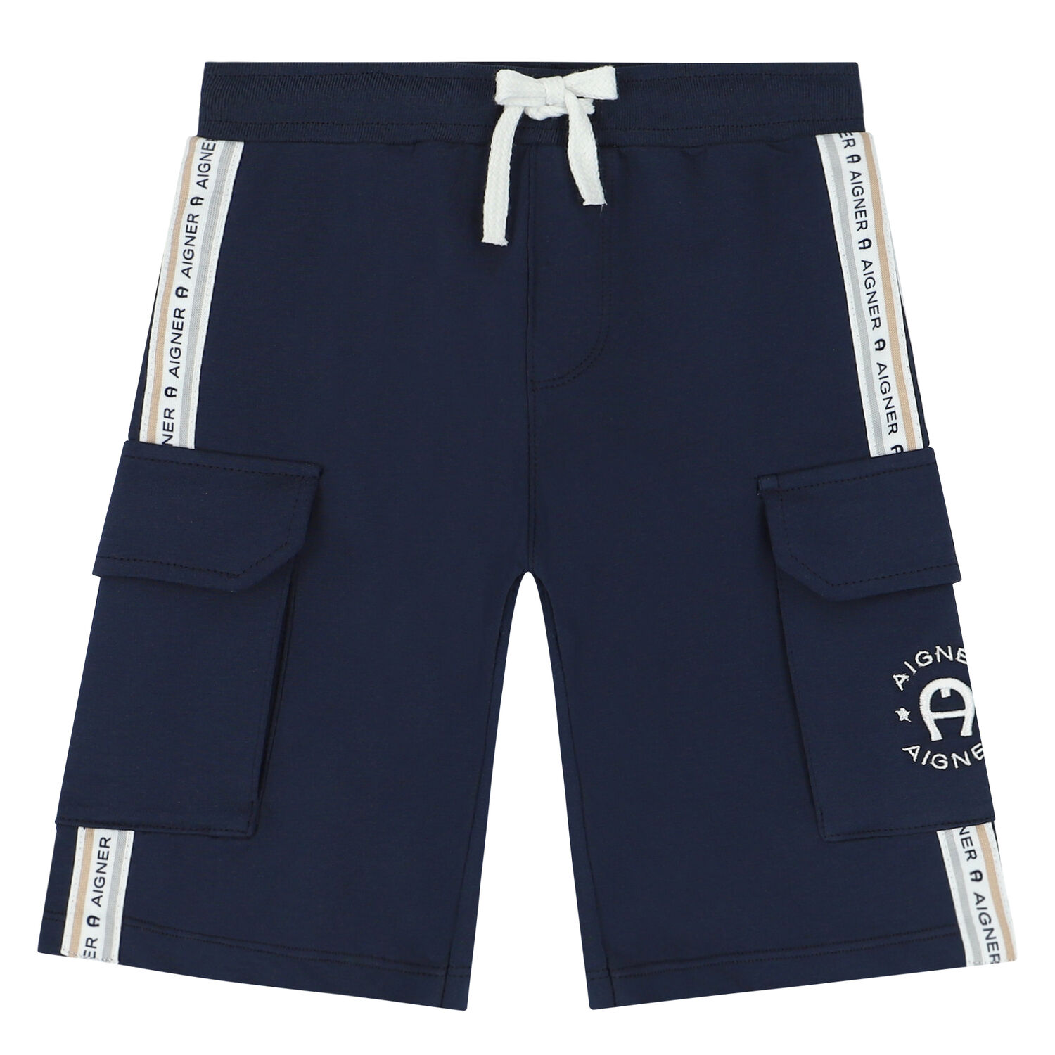 Boys Navy Logo Shorts, 1, hi-res