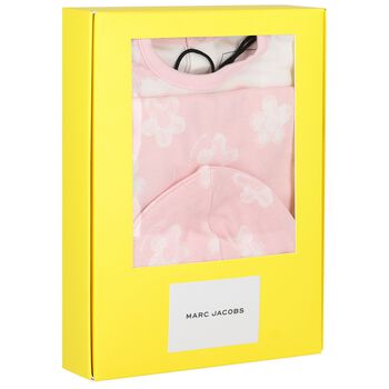 Baby Girls White & Pink Floral Babygrow Gift Set