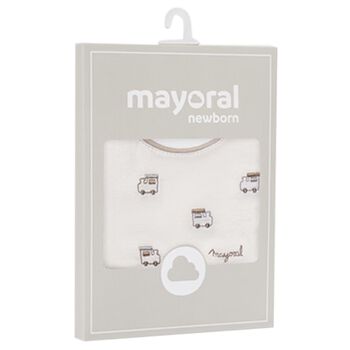 مريلة قطارات للأولاد الصغار باللون العاجي والبيج (عبوة من قطعتين), 1 مريلة قطارات للأولاد الصغار باللون العاجي والبيج (عبوة من قطعتين)