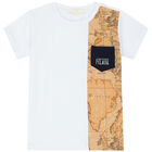 Boys White & Beige Geo Map T-Shirt, 1, hi-res