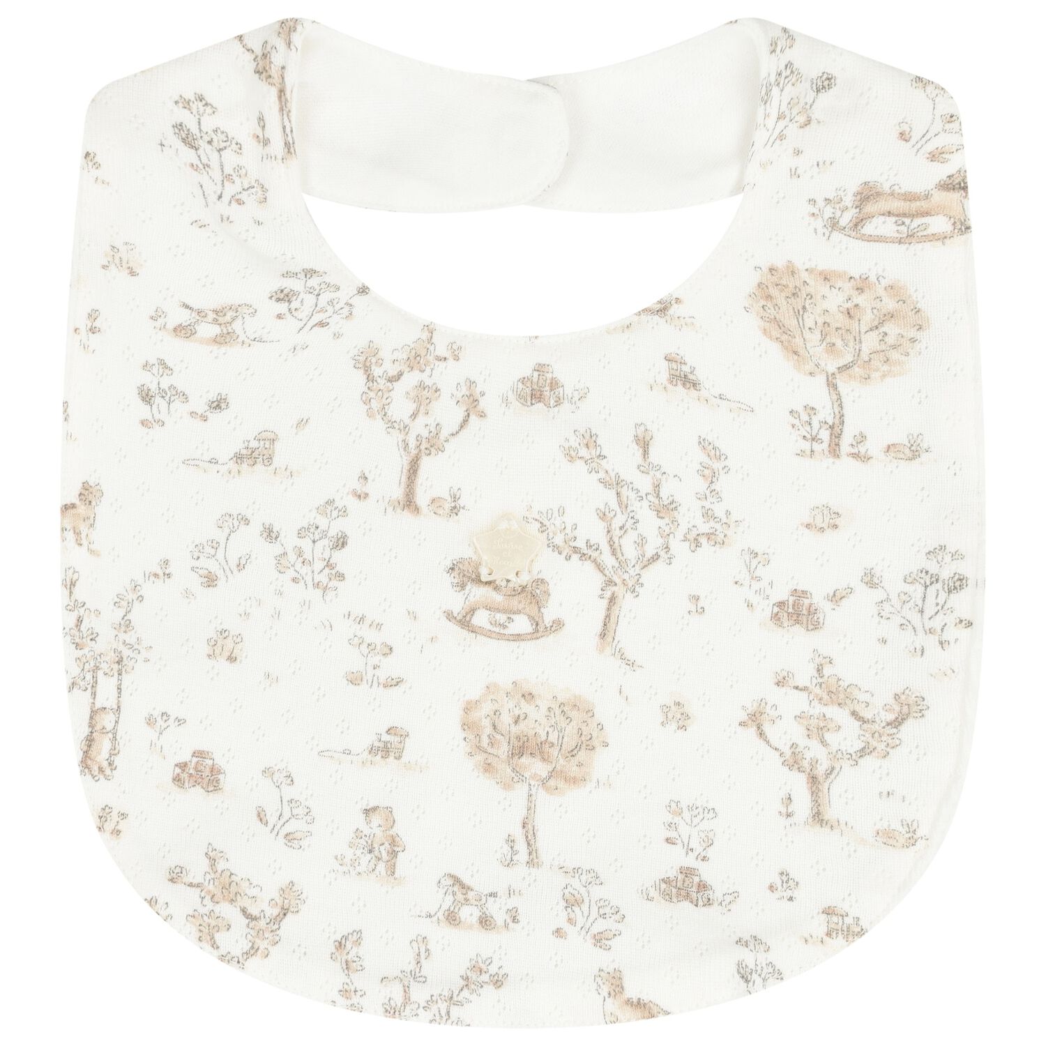 Ivory & Beige Teddy Bear Baby Bib, 1, hi-res