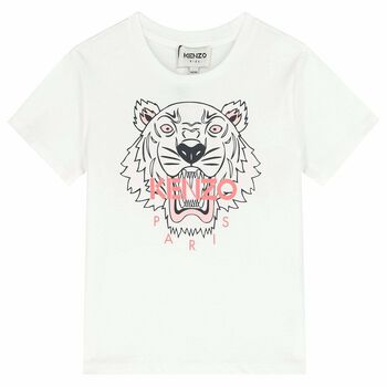 Girls White Tiger Logo T-Shirt