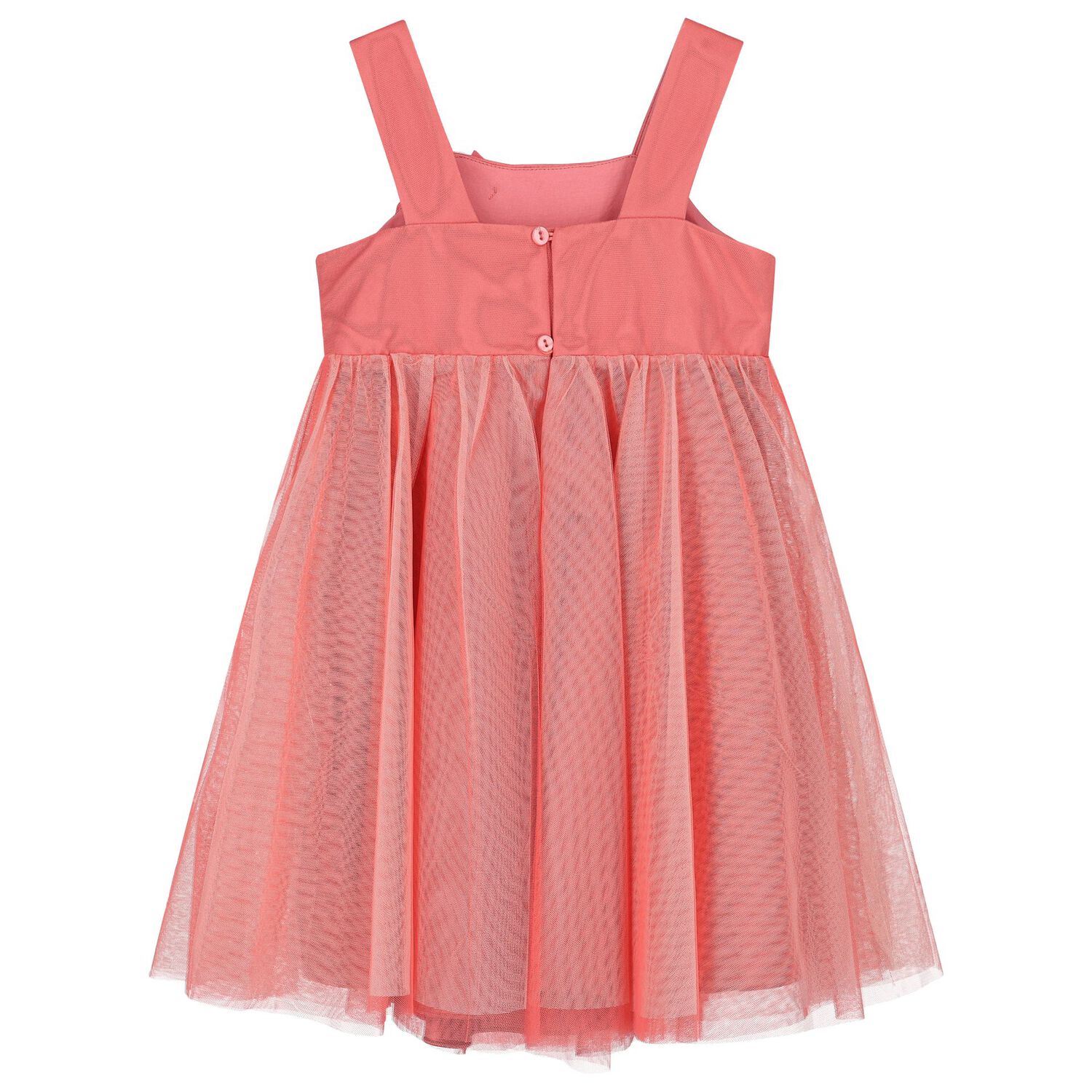 Girls Coral Flower Tulle Dress, 1, hi-res image number null
