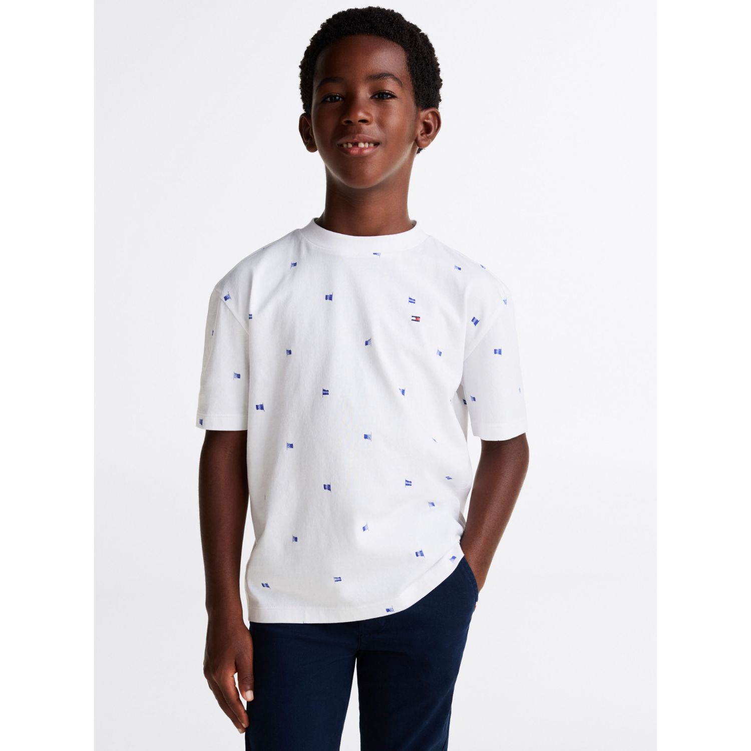 Boys White Logo Flag T-Shirt, 1, hi-res image number null