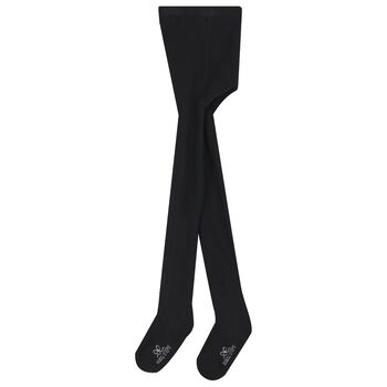 Girls Black Logo Tights