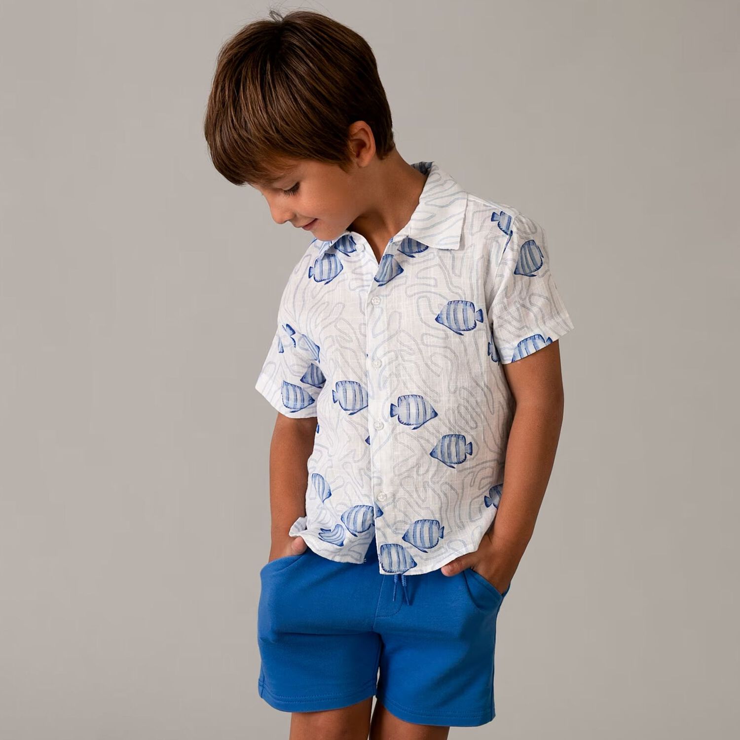 Boys Blue Logo Shorts, 10, hi-res