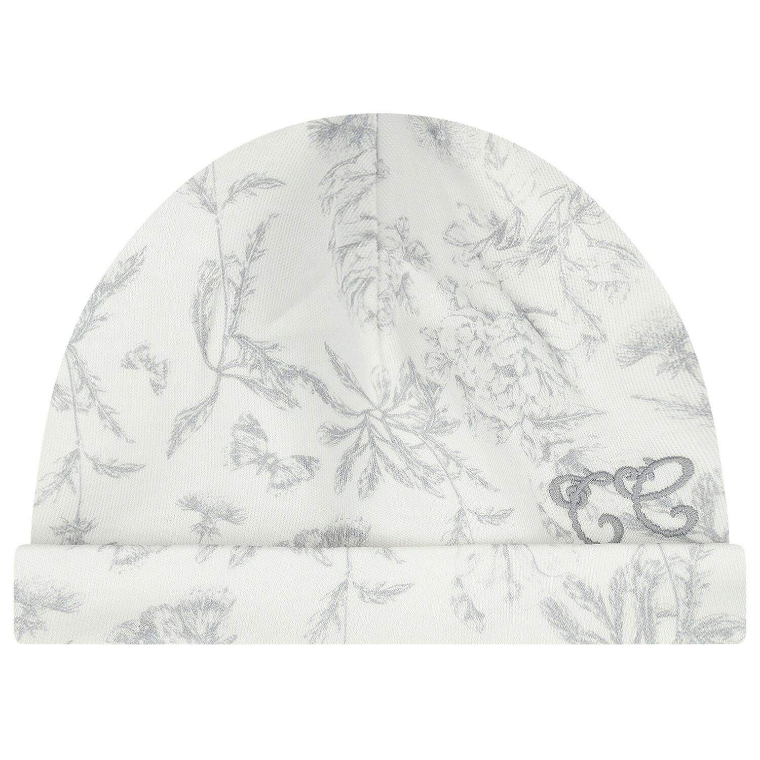 Ivory & Grey Toile De Jouy Baby Hat, 2, hi-res