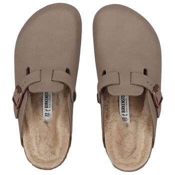 Girls Beige Logo Leather Clog 