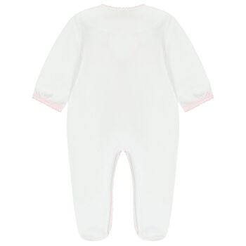 أفرول بنات بطبعة الزهور باللون الأبيض و الوردي