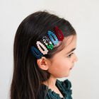 Girls Multi-Coloured Scalloped Hairclips ( 5 Pack ), 1, hi-res