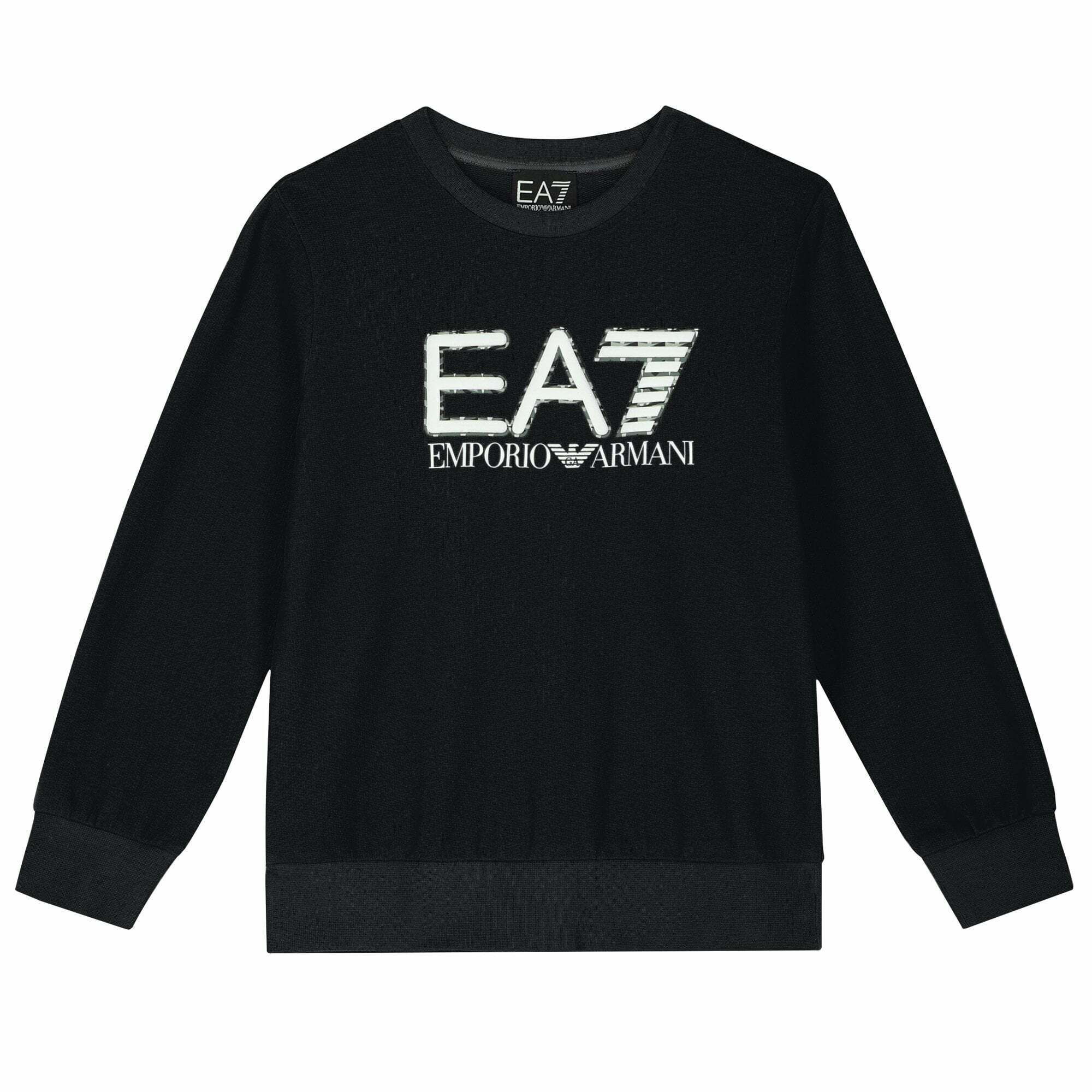 EA7 Emporio Armani Boys Black Logo Sweatshirt Junior Couture QA