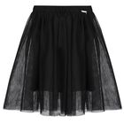 Girls Black Logo Tulle Skirt, 2, hi-res