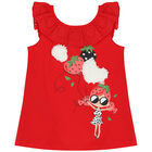 Girls Red Ruffle Dress, 1, hi-res