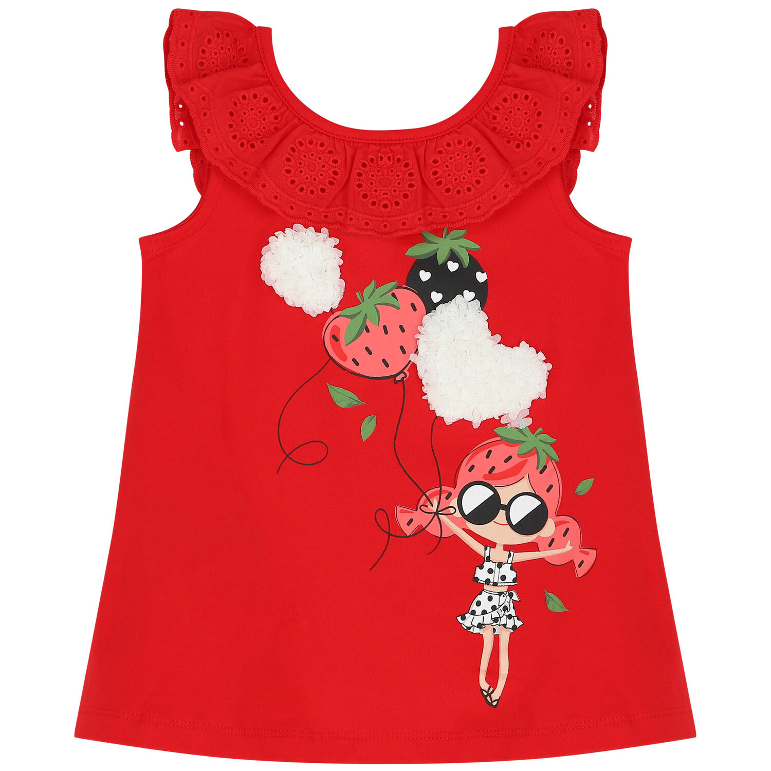 Girls Red Ruffle Dress, 1, hi-res image number null