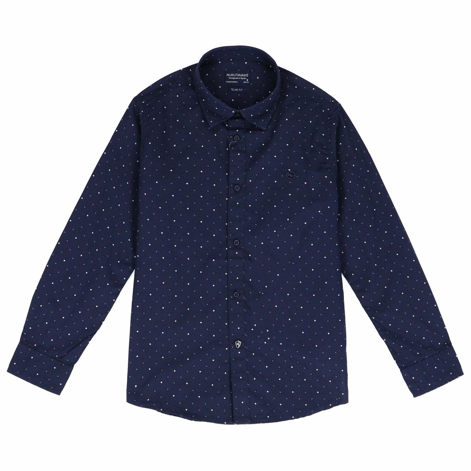 Boys Navy Print Shirt, 1, hi-res