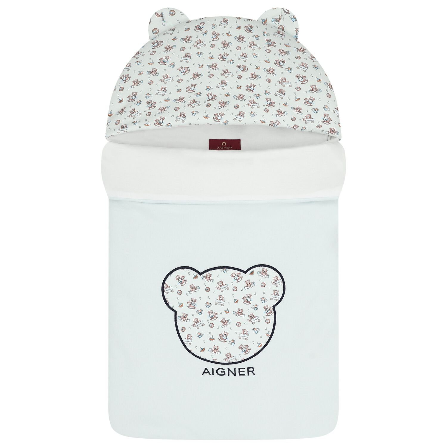 Baby Boys Blue & White Teddy Bear Logo Nest, 2, hi-res