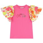 Girls Pink & White Logo Ruffled Shorts Set, 1, hi-res