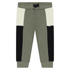 Younger Boys Grey, Navy Blue & White Joggers, 2, hi-res